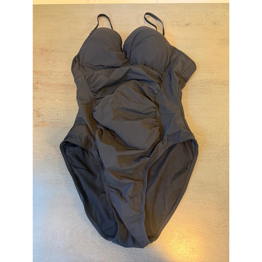 Assets by Sara Blakely Spanx Black Ruched One Piece Swimsuit XL Tummy Control